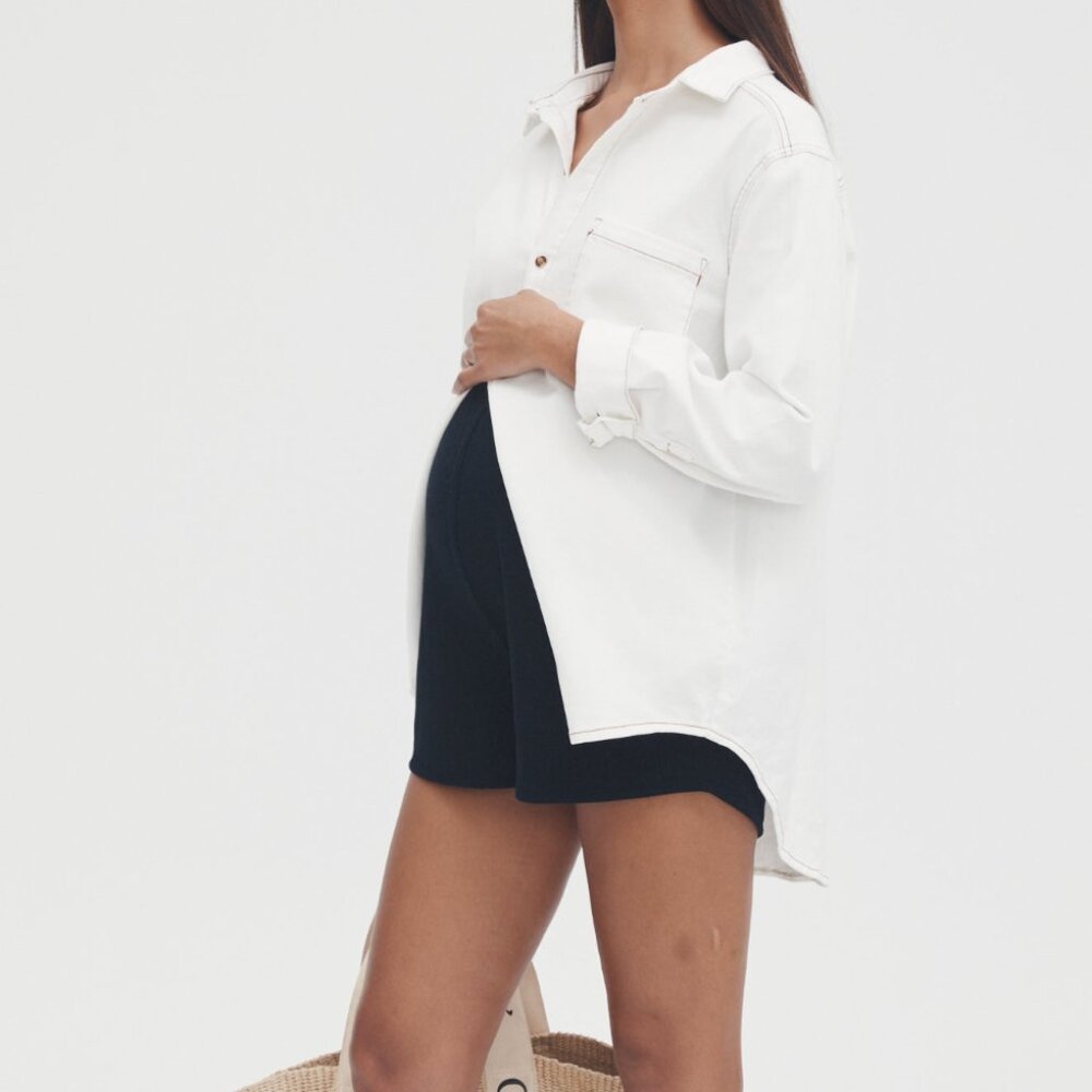 White Denim Overshirt Maternity Legoe Heritage
